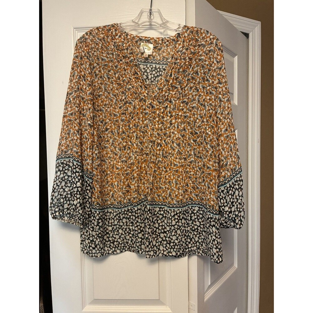 Fig & Flowers Floral Tunic Shirt Size Large Boho